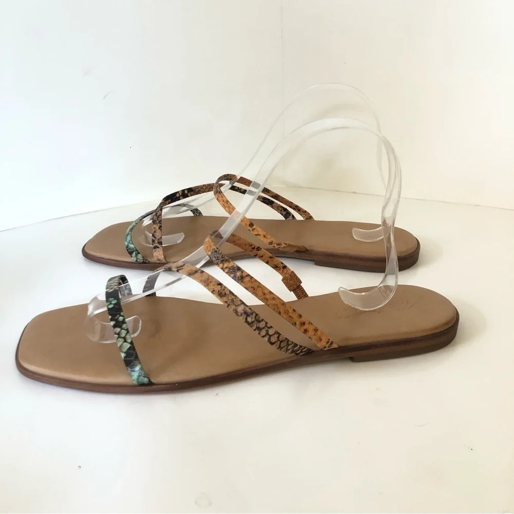 Madewell The Lyra Slide Sandal in Snake Embossed Leather Straps Size 10
